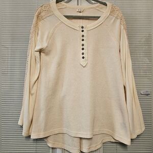POL Cream Long Sleeve Top - SMALL